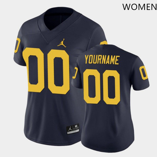 Womens University of Michigan #00 Custom Navy Jordan Brand Official Game Jersey